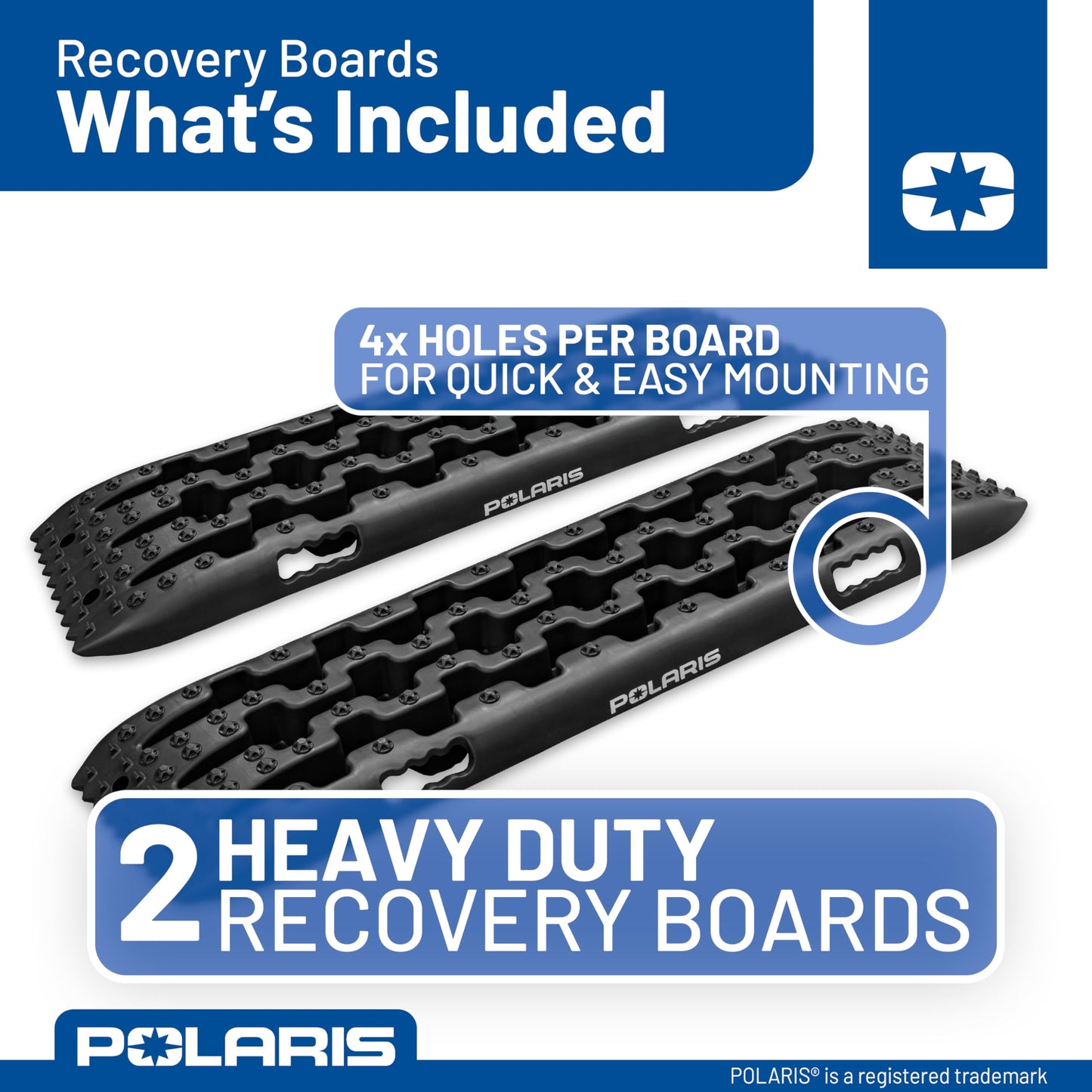POLARIS Off-Road Recovery Traction Boards - 2 Pack Ultimate Tire Traction Mountable Mats for Sand, Mud & Snow, 6-Ton (13,000 lbs) Max Load, Reinforced Anti-Slip Teeth
