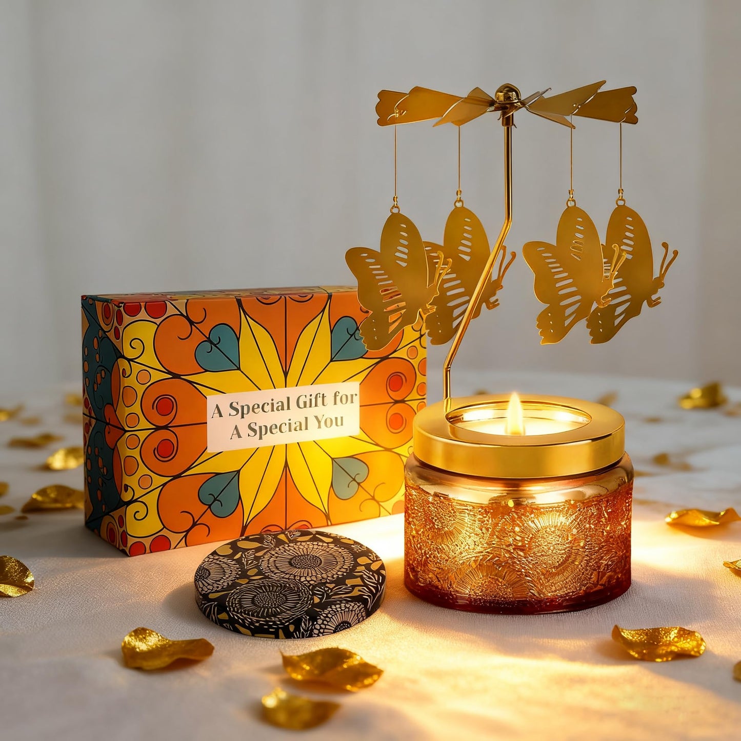 Candle Gifts for Women, Mom, Wife, Girlfriend, Sister, Her, Female Friends, Gift for Women Birthday Unique, Mothers Day Gift, Anniversary Rotating Candles Gifts for Woman (Butterfly)