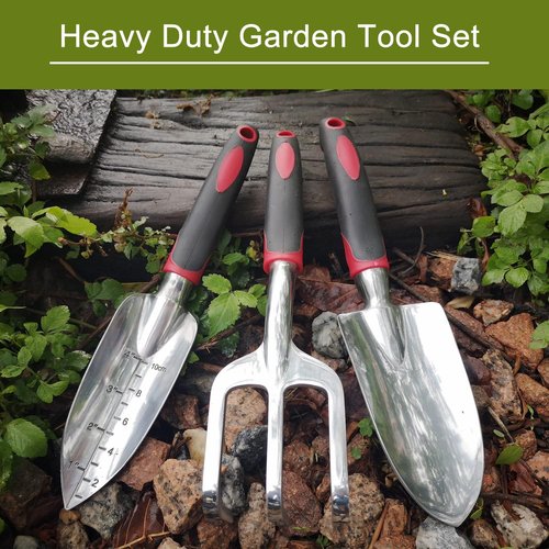 FANHAO Garden Tool Set - 3 Piece Heavy-Duty Cast-Aluminum Trowels with Non-Slip Grip | Ideal for Weeding & Planting