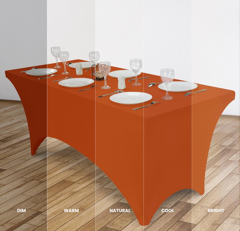 Utopia Kitchen Spandex Tablecloth 10 Pack [6FT, Orange] Tight, Fitted, Washable and Wrinkle Resistant Stretch Table Cloth Rectangle Cover for Trade Show, Weddings & Parties [72Lx30Wx30H Inch]