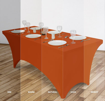 Utopia Kitchen Spandex Tablecloth 10 Pack [6FT, Orange] Tight, Fitted, Washable and Wrinkle Resistant Stretch Table Cloth Rectangle Cover for Trade Show, Weddings & Parties [72Lx30Wx30H Inch]
