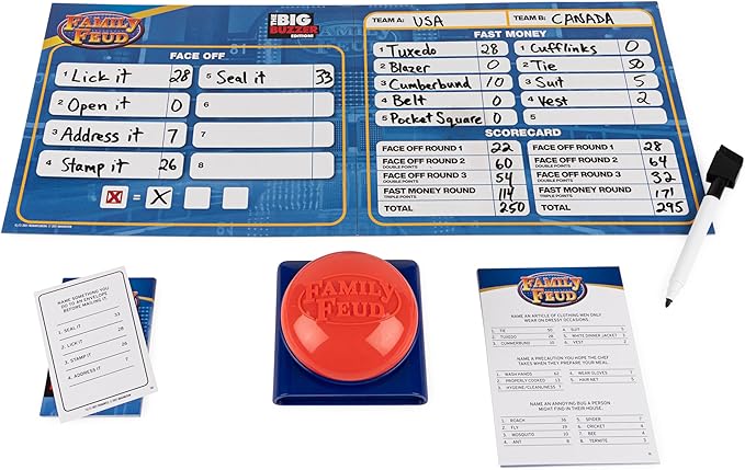 Spin Master Family Feud Big Buzzer Game Amazon Exclusive “Buzz in” with The Electronic Buzzer Board Game for Hilarious Family Fun Ages 8 and up