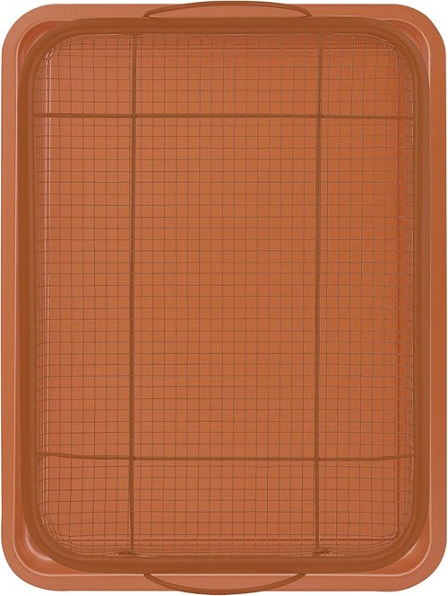 G&S Nonstick Crisper Basket Set - Durable Copper Baking Pan | 2-Piece Easy-to-Use Design
