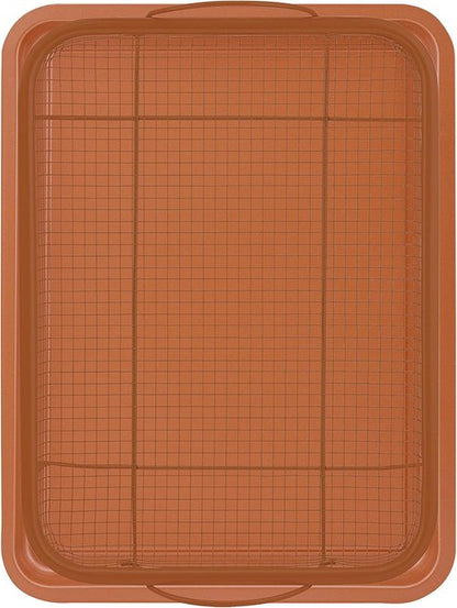G&S Nonstick Crisper Basket Set - Durable Copper Baking Pan | 2-Piece Easy-to-Use Design