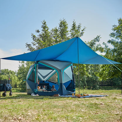 Timber Ridge 4-5 Person Instant Pop Up Cabin Hub Tent, 60S Easy Setup, Weather Resistant Family Tent with Rain Fly and Carry Bag for Outdoor Camping, Blue