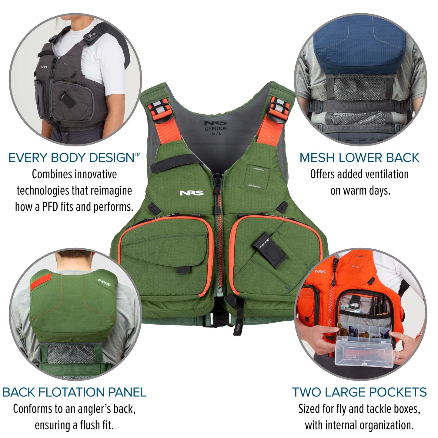 NRS Chinook Personal Floatation Device - Forest, X-Small/Medium
