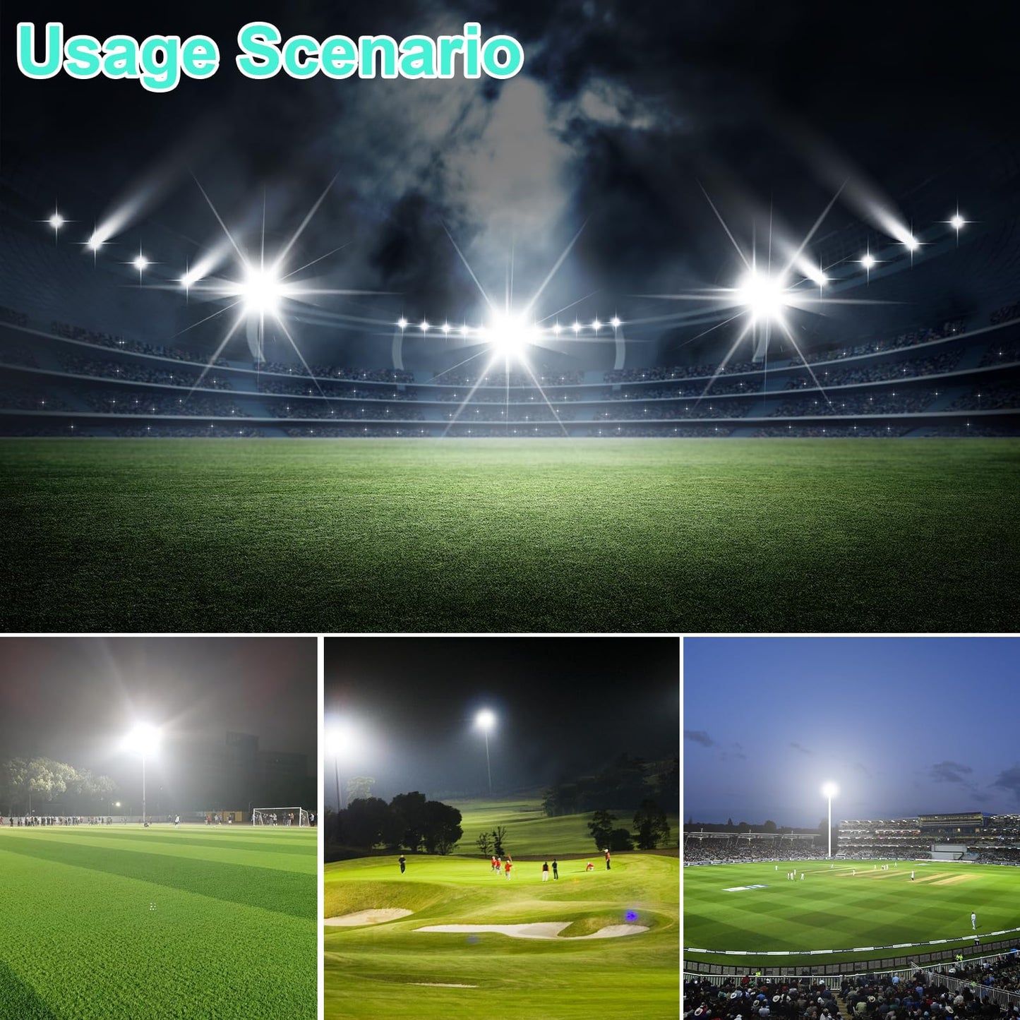 SJHUOUP 500W Stadium Lights LED Flood Light Outdoor Super Bright 65000LM 6500K Daylight IP67 Waterproof Arena Light 100-277V Surge 6KV Adjustable Angle for Court, Field, Parking Lot, Sports Lighting