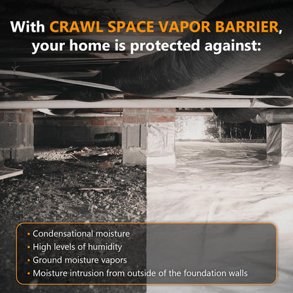 Crawl Space Vapor Barrier, 16 Mil 10'x50', White Plastic Sheeting - Thick Plastic Sheeting, Heavy Duty Polyethylene Film, Drop Cloth Vapor Barrier Covering for Crawl Space, Basement
