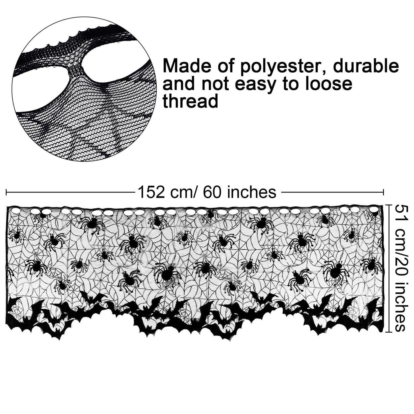 Boao Halloween Spider Web Lamp Shades, Black Lace Cover with Ribbons, Model Boao-Lace Lamp Cover-01