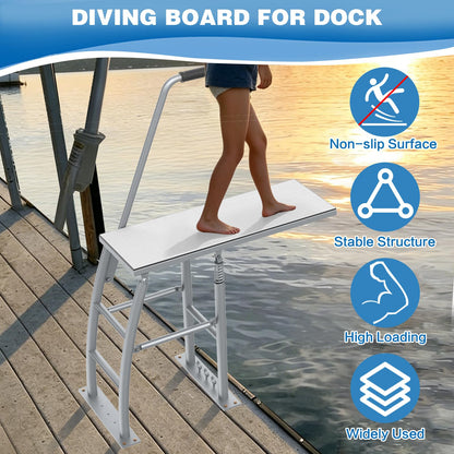 THOOUM 31.5" Rise Dock/Boat/Deck Diving Board Platform with Hand Rail, Heavy Duty Boarding Platform with Foam Pad Surface for Diving