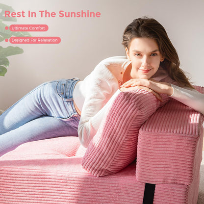MAXYOYO Folding Sofa Bed, Convertible Sofa Bed with High-Density Support Foam, Portable 4 in 1 Fold Out Chair to Floor Lounger, Versatile Floor Couch for Living Room Bedroom, Pink