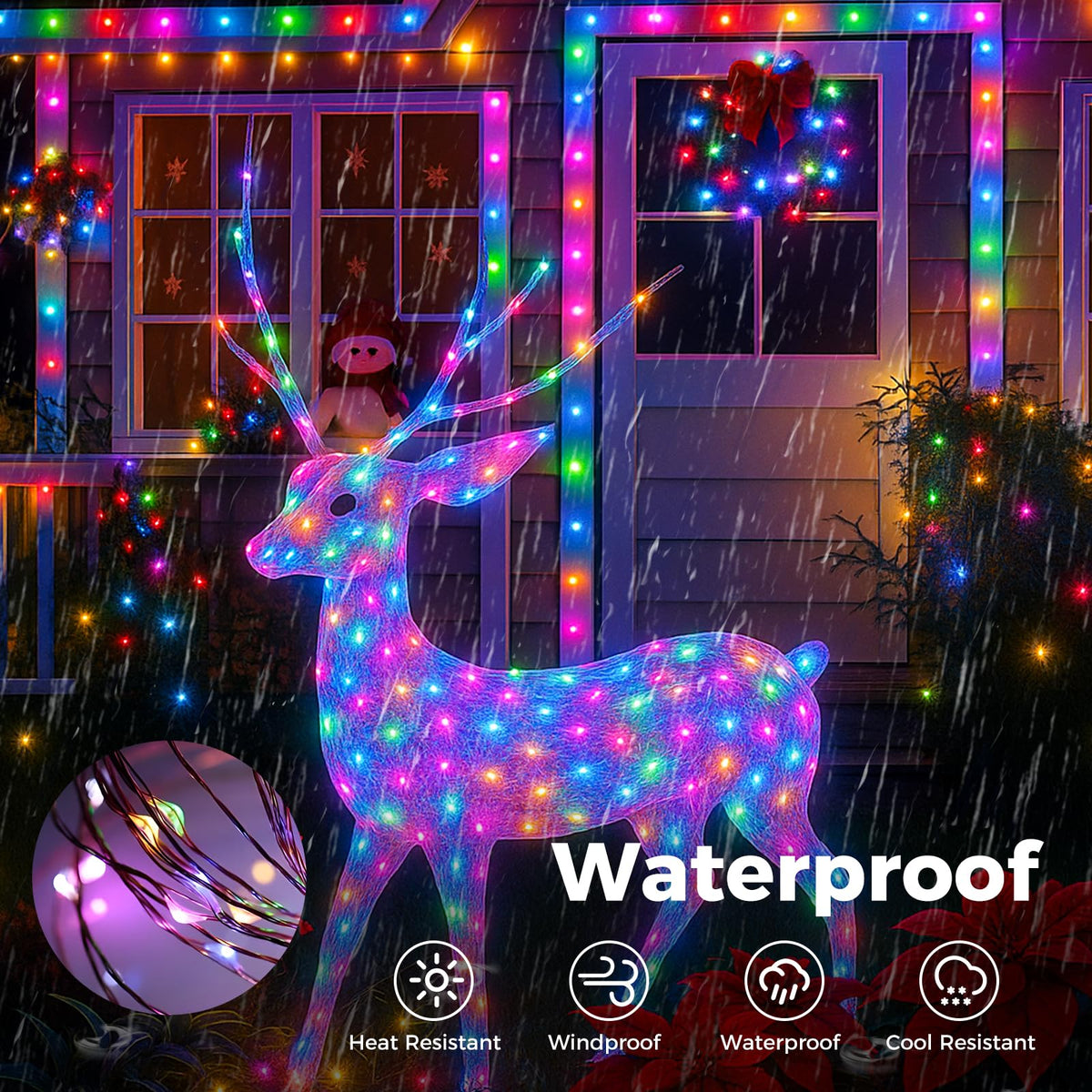 btfarm Fairy Lights 66FT 200 LED Waterproof Multicolor String Lights with Remote and Timer, Model TL04-2ARM