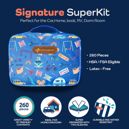 Keep Going Travel First Aid Kit Bundle of 2 Kits, First Aid Kit for Car, Home, Dorm, & Boat with Latex-Free Bandages – Travel Kit Bundle for Families