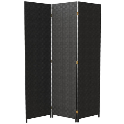 Red Lantern 6 ft. Tall Woven Fiber Outdoor All Weather Room Divider - 3 Panel - Black
