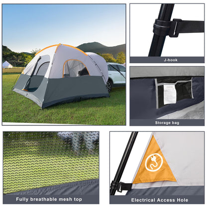 UNP SUV Dome Tent for Camping, Outdoor 6 Person Car Camping Tent, Easy Set Up SUV Tailgate Tent with Rainfly 10' x 10' Vehicle Camping Tent