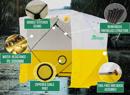 JAX3® Professional Work Tent | Pop Up | 6.2x6.2x7 Ft | Instant Quick and Easy Tool-Free Setup | Waterproof UV50+ & Flame Retardant (CPAI-84) | Splicing, Commercial Tent, Fiber Optic for Heavy-Duty Use