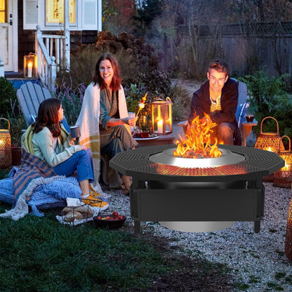 Hupsjer Fire Pit Surround Tabletop Use for Solo Stove Bonfire Ranger Yukon 2.0, with Coated Steel and UV-Resistant Outdoor Fabric, Adjustable Tabletop for Solo Stove Bonfire Accessories, Thick Metal