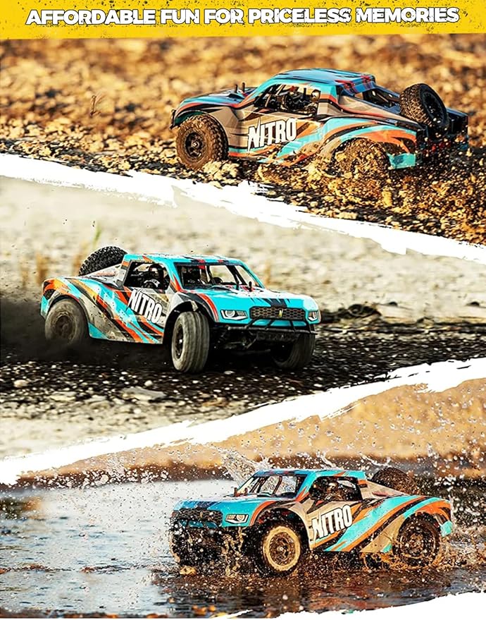 1/8 Scale Brushless RC Cars for AdultsMax 40mph Electric Off-Road Monster TruckWaterproof High Speed RC Car 4WD Remote Control Car with 3S Lipo 30+ Min Play All Terrain