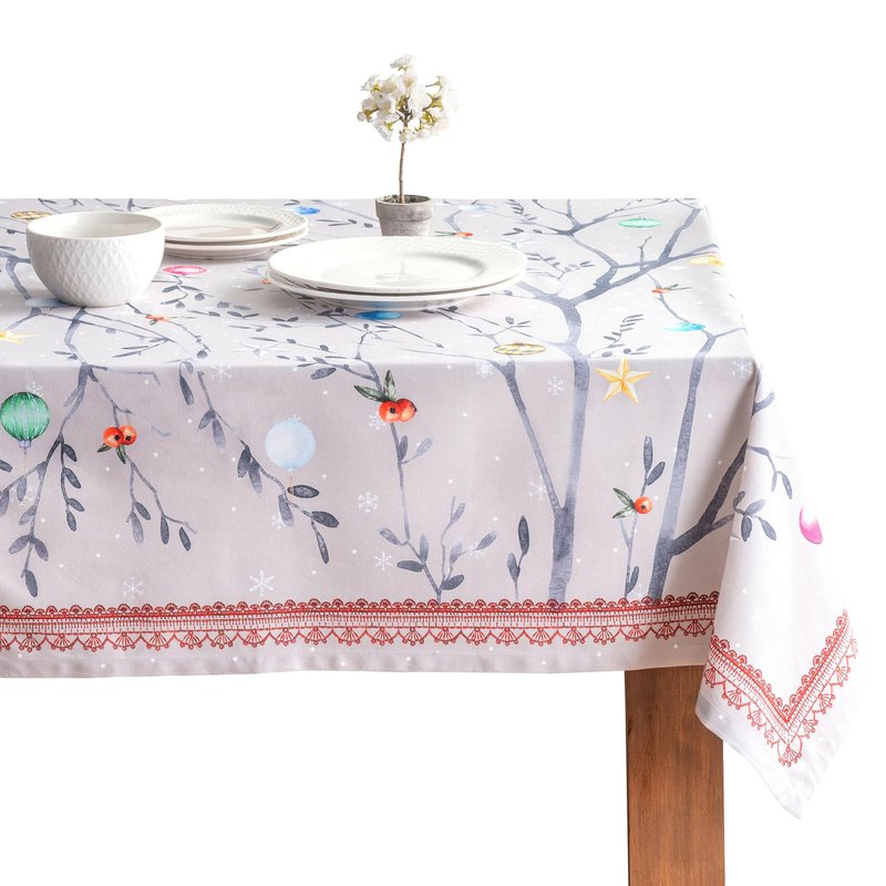 Maison d' Hermine Table Cloth Rectangle Table 100% Cotton 70 x 90 Inches Fall Tablecloth Reusable Everyday Use for Thanksgiving Christmas Decorations Dining Farmhouse Party (Fairy Christmas)