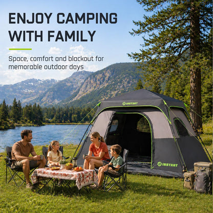 HINSTANT Camping Tent, 6 Person Blackout Instant Tents for Camping with Top Rainfly, 60s Easy Setup, Waterproof & Light-Blocking Cabin Tent for Family with Expandable Carry Bag, Upgraded Ventilation