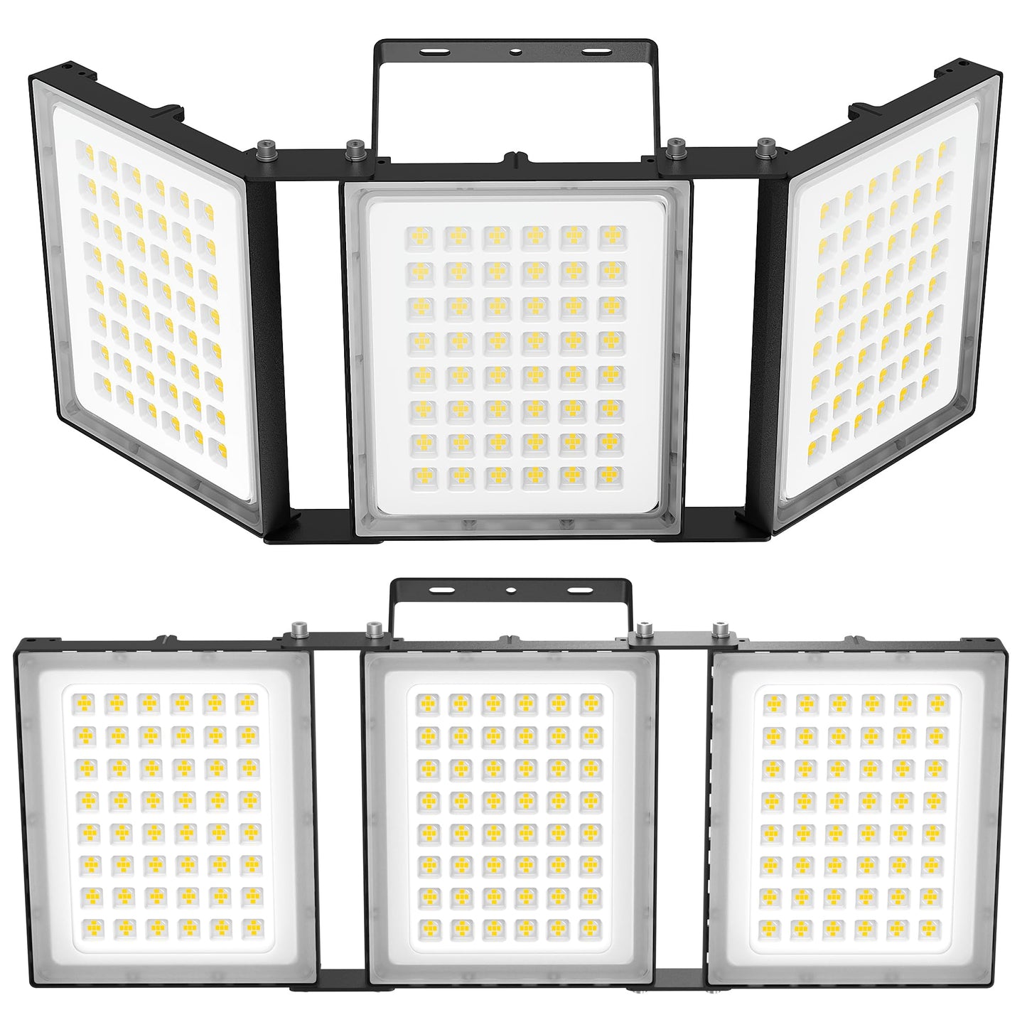 SOLLA 600W LED Flood Light Outdoor, 60000LM Super Bright Stadium Light, IP66 Waterproof 6000K Daylight, 3 Heads Adjustable Outdoor Floodlights for Backyard, Parking Lot,Stadium, Field(2 Pack)