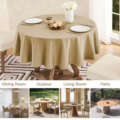 Veblandy Tablecloth Linen Textured Waterproof & Stain Resistant Table Cloth Wrinkle Free Decorative Fabric Farmhouse Table Cover for Dining/Party/Buffet/Wedding, 60 x 60 Inch, Coffee