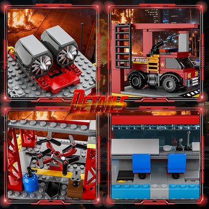 3 in 1 City Fire Rescue Plane Building Sets Compatible with Lego Fire Station Helicopter Fire Truck Airplane Building Blocks Kits for Boys Girls for Adults Teens 14+ (823 PCS)