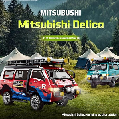 Delica RC Car1/24 Scale Station Wagon 2.4Ghz Remote Control Truck 2WD/4WD RC CrawlerEquipped with Cool LED LightsOff Road Vehicle Model Suitable For Adults (2WD-Blue)