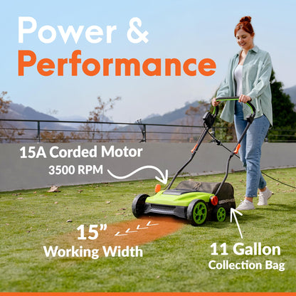 GreenSweep TurfoMax | Artificial Grass Electric Turf Sweeper, 5 Adjustable Height Settings, Foldable Handle, Collection Bag Included, Restores Flattened Turf & Removes Debris
