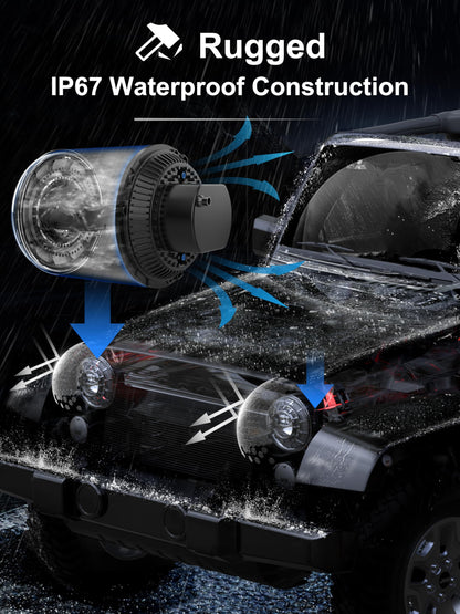 AUDEXEN 7 Inch LED Headlights for Jeep Wrangler JK JKU LJ CJ TJ 1997–2018, Round Headlamps with DRL & Turn Signal, Halo Ring, High/Low Beam, DOT Approved, Plug & Play