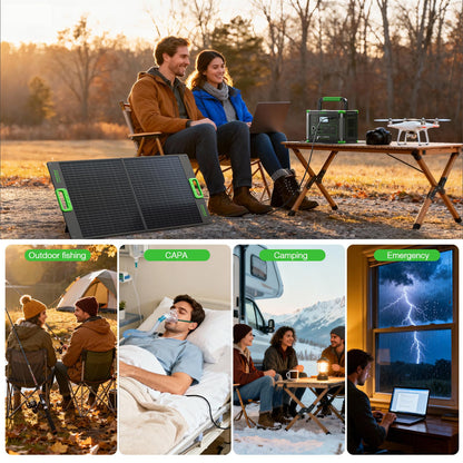 500W Portable Power Station, 519.48Wh Outdoor Solar Generator, 10-Port Powerhouse for RV/Van Camping Fishing Climbing Road Home Emergency