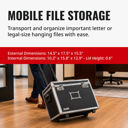 Vaultz Portable File Box with Handle - Dual Lock File Boxes with Lids, Letter & Legal-Size Hanging Folders, Laptop Sleeve - HIPAA Compliant Portable Safe Storage Box, 14.5" x 17.5" x 15.5"