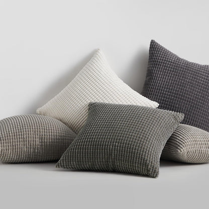 Topfinel 4 Packs Grey Decorative Throw Pillow Covers 24x24 Inch for Living Room Couch Bed Sofa, Boho Western Farmhouse Home Decor, Square Soft Moss Corduroy Fall Cushion Case 60x60 cm