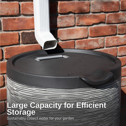 RTS Home Accents 50-Gallon Newport Rain Barrel with Stand and Removable Lid, Slate Color