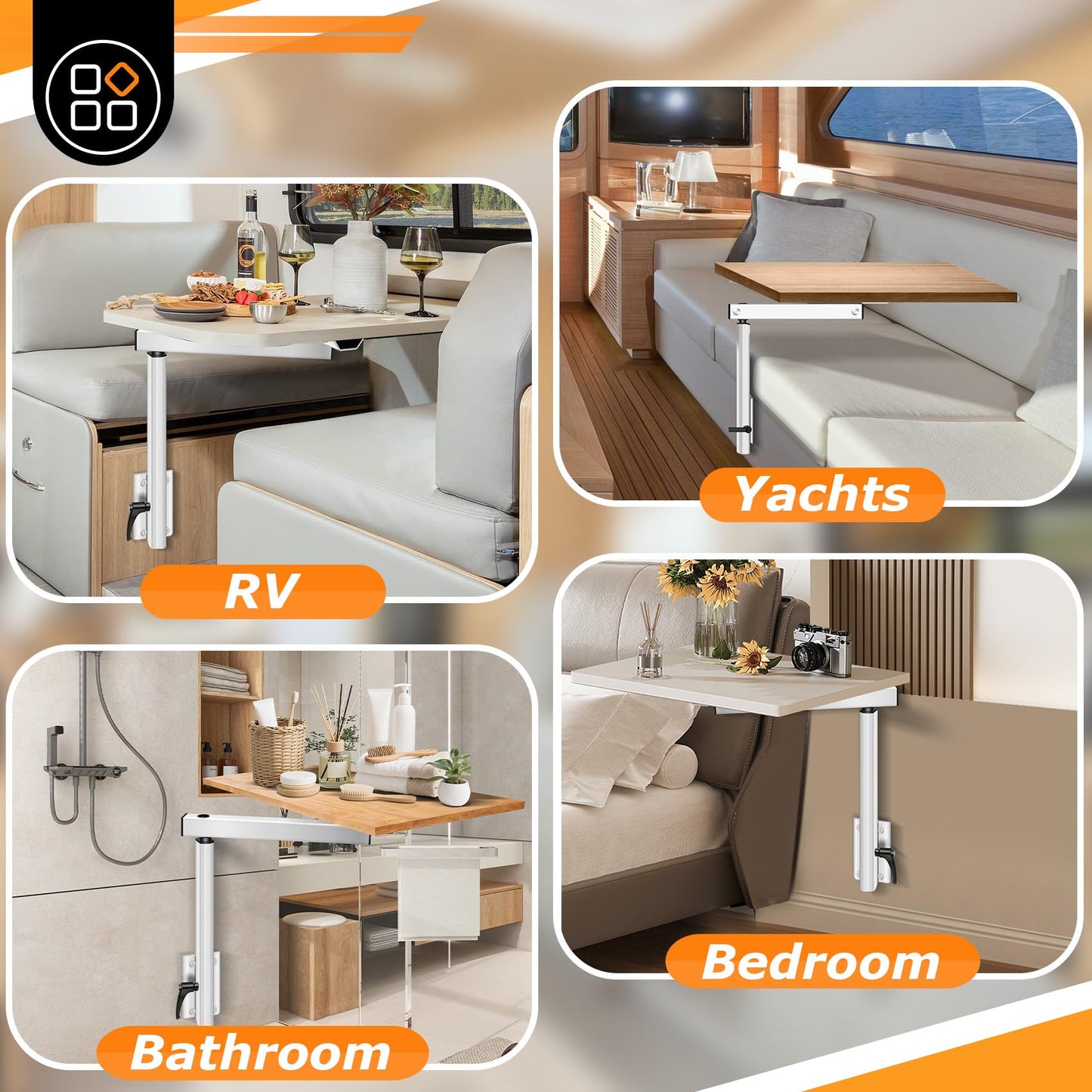 Virego RV Adjustable Table Leg, 360 Degree Rotation Aluminum Alloy Removable RV Table Leg, Height Adjustable RV Table Leg Bracket for Caravan Motorhome Yachts, Easy to Install