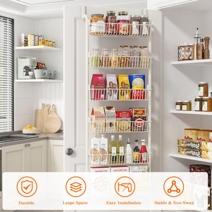 MIAOLI Over The Door Pantry Organizers and Storage, 6-Tier Spice Rack, Home & Kitchen Storage Shelves for Cabinet, Large Capacity Hanging Seasoning Organizer, Laundry Room Organization, Black