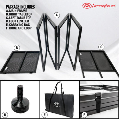 AxcessAbles Portable DJ Table XL – 54” x 27” Music Workstation | 35” Standing Height, 400lb Capacity | Collapsible FOH Sound Desk for DJs, Mixing Consoles, Guitar Techs| Recording Desk | DJ Booth