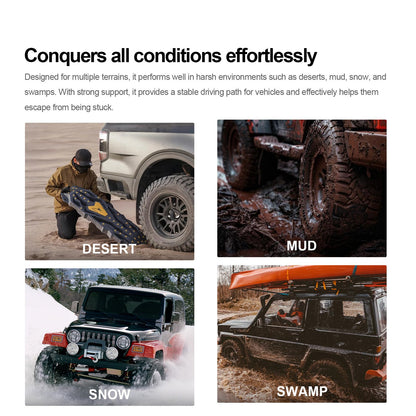 Heavy Duty Off-Road Traction & Recovery Boards | 10T Load | PA6 Nylon Mats | Dual Color Injection | 10 Mounting Holes | Mechanical Structure | Essential Recovery Gear | Sand Mud Snow