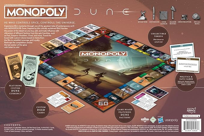 Monopoly: Dune | Play as The Ducal Ring Crysknife Gom Jabbar &amp More |Officially Licensed Collectible Game Based on The Movie Dune