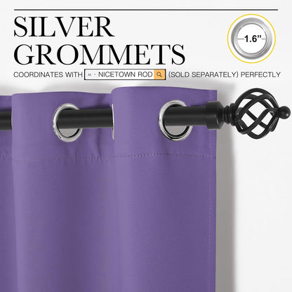 NICETOWN Blackout Curtains for Patio Glass Doors - Privacy Drapes in Lilac Purple, 42" x 90" (1 Pair)