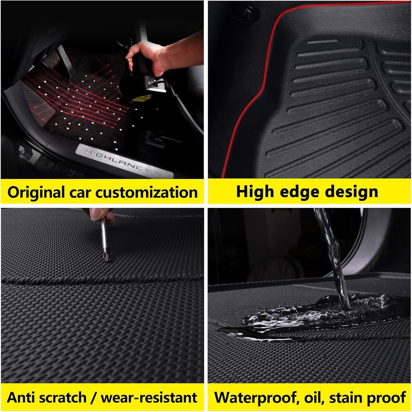 LJWAITO for 2018-2024 Ford Expedition MAX 8 Seats (2nd Row Bench Seat) Floor Mats with Cargo Liners & Backrest Mat,TPE All Weather Protection Full Set Automotive Accessories