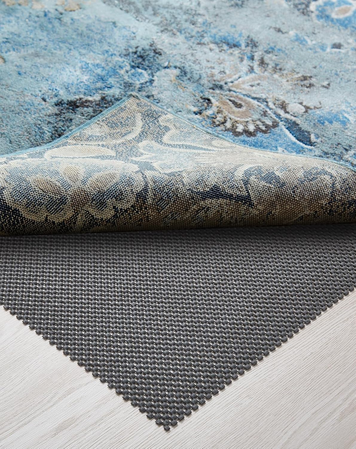 Veken Non-Slip Rug Pad Gripper - Thick Dark Grey 5x8 Ft for Hardwood & Tile Floors