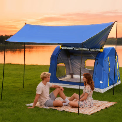 3-4 Person 3 in 1 Inflatable Tent, 60s Setup PU3000, 4-Season Waterproof Camping Tent with Electric Pump, All Weather Tent for Romantic Dates, Fall/Winter Camping, Hunting & Fishing