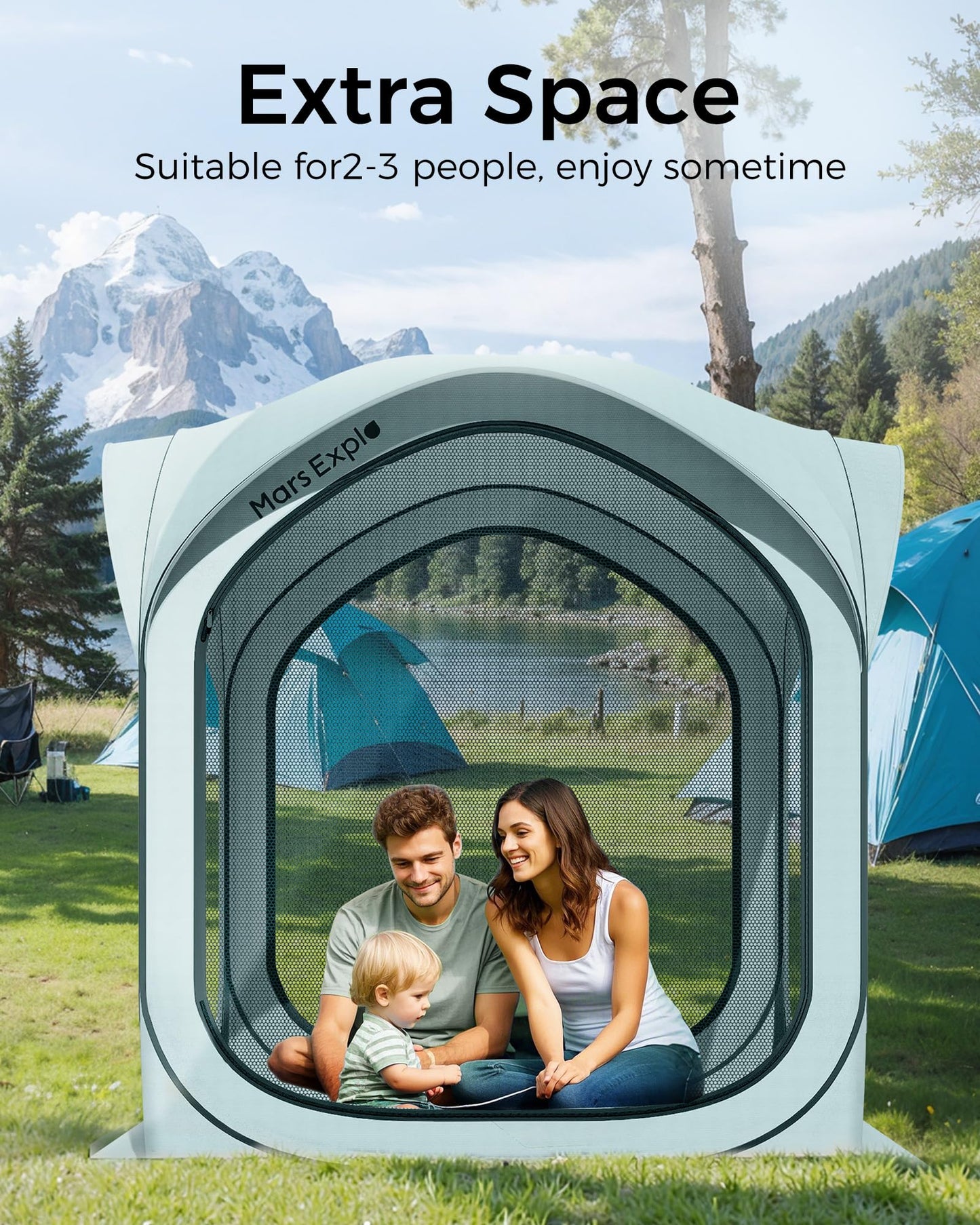 Pop-Up Screen Tent Pop-Up Screen Tent with Mesh Walls – Instant Portable Outdoor Shelter with Carry Bag for Camping, Patio, Backyard, Deck, Beach – 6×6 FT, Blue