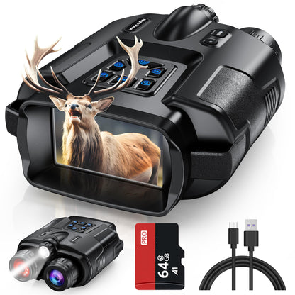 Diyimin 4K Night Vision Binoculars–8X Zoom/2000FT IR/5000mAh, 3'' HD Screen Night Vision Goggles for Adults mit 64GB TF Card, IP65 Waterproof & Tactical Light for Hunting,Camping & Security