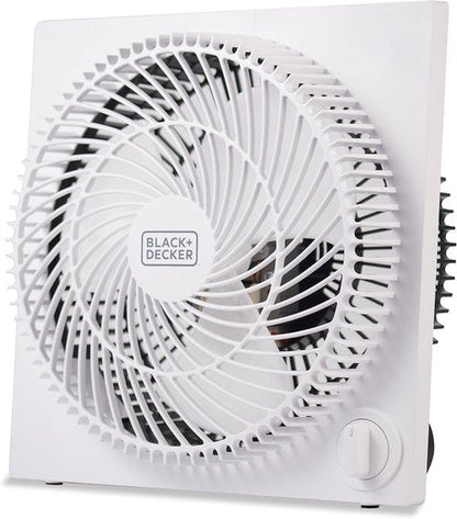 BLACK+DECKER 9-Inch Box Fan - Portable 3-Speed Desk Fan for Home Office or Garage | White Finish