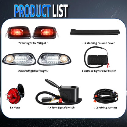 Mixopoly Golf Cart Light Kit for EZGO RXV Gas & Electric 2008-2015, 12V Street Legal Full Headlight Tail Light Kit with Turn Signal Switch, Horn Button, Hazard Flasher and Brake Pad