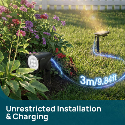 Linkind Smart SL6C Outdoor Lights Solar Powered, Dual-Ring Solar & USB Charging Solar Spotlights Outdoor Waterproof IP66, Color Changing Spot Light for Trees, Yard, Garden, Landscape, 4 Pack