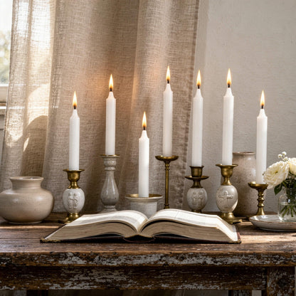 Viyffo 20 Pack White Taper Chime Candles, 4 Inch Mini Unscented Dripless Spell Candles, 1.5 Hour Burn Time for Rituals, Meditation, Prayer, Intention Setting, Altar & Home Décor