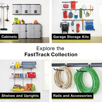 Rubbermaid 15-Piece FastTrack Garage Wall-Mounted Storage Kit, 4 Rails and 11 Hooks, for Home/House/Tool/Sports/Equipment/Utility Purposes